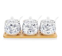 Set de 3 Pots à Épices en Porcelaine Fleurs Bleues 200 ml