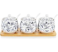 Set de 3 Pots à Epices en Porcelaine Fleurs Bleues 200 ml