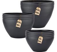 set de 3 pots de fleurs Calvino noir - Pot de fleurs en aluminium moderne