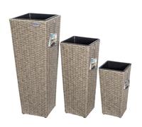 Set de 3 pots de fleurs polyrotin ivoire cache-pot pot intérieur évacuation eau extérieur intérieur bac à fleurs jardinière
