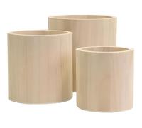 Artemio 14001928 Vases Ronds à Décorer en Bois, Beige, 13 x 13 x 13 cm