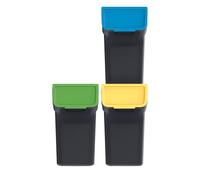 Keden Stackbox Q - Système de tri sélectif - 3 x 20 l - Avec couvercle - En plastique - Noir