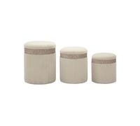 Mauro ferretti Set de 3 poufs coffres ronds - Crème