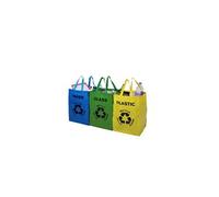 Set de 3 Sacs de Tri Sélectif Bleu, Jaune et Vert Papier, Plastique et Verre avec Anses de Transport