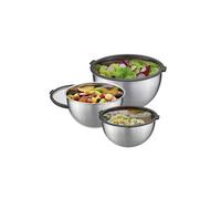 GEFU MONDI Saladier inox 89430 – Lot de 3 1 l / 2,5 l / 4,5 l avec couvercles transparents