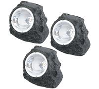 SET de 3 spots de jardin solaires LED, éclairage extérieur auto-chargeant en pierre design solaire