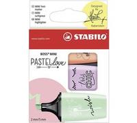 Stabilo Etui De 3 Surligneurs Boss Mini Pastellove Menthe À L'eau + Brume De Lilas + Teint De Pêche