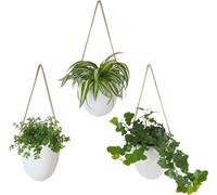 Set de 3 suspensions pour plantes en céramique - Pots suspendus pour pots de fleurs suspendus - Ficelles et sac de rangement inclus