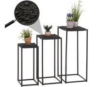 Set de 3 tables à fleurs HWC-N70, table d'appoint table support à fleurs, empilable, métal corde à papier anthracite