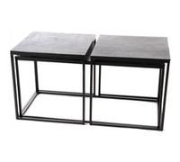 Set de 3 tables basses Prato noir - Amadeus - Noir - Métal Noir G