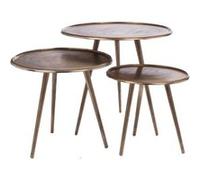 Set de 3 tables basses Roseline or - Amadeus - Or - Aluminium Or G