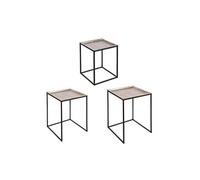 Set de 3 tables carrées plateaux amovibles or - - Or - Métal