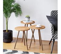 Set de 3 tables d'appoint Hjørring rondes trépied effet bois [en.casa]