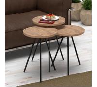 Set de 3 tables d'appoint Ølgod rondes gigognes naturel noir