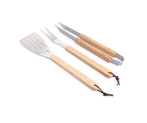 Set de 3 ustensiles à barbecue manches en bois à suspendre Pradel Excellence