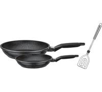 Set de 3 ustensiles de cuisine Titanium Granit, avec spatule polyvalente - noir moucheté - 28 cm
