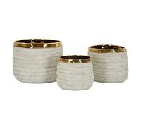 Set de 3 vases cache-pot - Gris et or - Réf. 0421640000