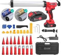 Set de 38 Pièces Pistolet Silicone électrique avec 2 Batteries 21V 7840N | 500W Pistolet à Cartouche Électrique Sans Fil 6 Vitesses LED, pour Calfeutrage, Remplissage, 600mL Souple/ 310mL Rigide Max