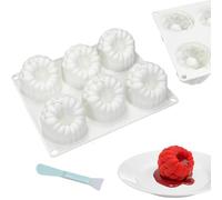 Set de 3D Moules à Pâtisserie en Silicone, 6 Cavités, Moule Framboise, Incluant 1 Spatule, Moules à Gâteau Réutilisables pour Mousse, Chocolat, Gelée, Glace et Création de Pâtisserie Créative