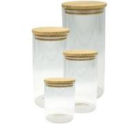 Fackelmann Lot de 4 boîtes de conservation en verre – Couvercles hermétiques en bambou – Nature
