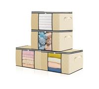 Vendos85 Set 4 boîtes de rangement lit - Beige