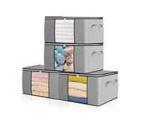 Vendos85 Lot de 4 boîtes de rangement sous lit - Gris