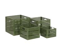 Set de 4 caisses de rangement en métal empilables Blanc 35x30x35 cm