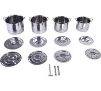 Set de 4 casseroles en acier inoxydable, batterie de cuisine à induction, soupe avec cuiseur vapeur pour cuisiner dans la cuisine