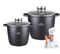 Set de 4 casseroles, grandes casseroles 6,1/10L revêtement marbré, avec couvercle