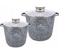 Set de 4 casseroles,grandes casseroles 6,1/10L revêtement marbré,avec couvercle GRIS kb3910
