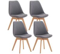 Set de 4 Chaise - LinCHAVORNAY - Gris - Vintage - Bois - Simili