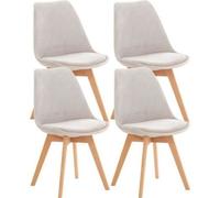 Set de 4 Chaise - LinCHAVORNAY Velours (Gris Clair) - Bois - Vintage - Lot de 4 - Intérieur