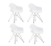 Set de 4 chaises avec accoudoirs Eames DAR chromé chromed base