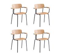 Set de 4 chaises avec accoudoirs empilables J182 Holmen black powder coated steel base