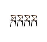 Set de 4 chaises cuisine En Métal Noir Et Bois Massif Foncé Loryne