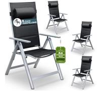 Set de 4 chaises de jardin aluminium dossier réglable 8 positions rembourrage max. 120kg chaise à dossier haut chaise pliante terrasse argent