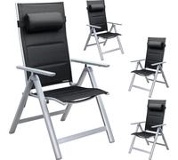 Set de 4 chaises de jardin aluminium dossier réglable 8 positions rembourrage max. 120kg chaise à dossier haut chaise pliante terrasse argent