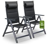 Set de 4 chaises de jardin aluminium dossier réglable 8 positions rembourrage max. 120kg chaise à dossier haut chaise pliante