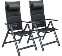 Set de 4 chaises de jardin aluminium dossier réglable 8 positions rembourrage max. 120kg chaise à dossier haut chaise pliante terrasse anthracite