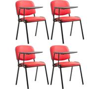 set de 4 chaises de réunion - chaises de conférence - table pliante pour un espace de travail supplémentaire | Couleur : rouge