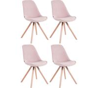 set de 4 chaises de salle à manger Velvet - confort de luxe - structure en bois | Couleur : rose | Couleur d'habillage : naturel