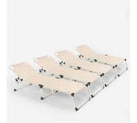 set de 4 chaises longues de plage Bains de soleil pliables en aluminium pour la plage et le jardin Seychelles - Beige