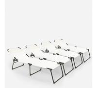 set de 4 chaises longues de plage Chaises longues en aluminium pour le jardin et la plage Mauritius - Blanc