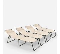 set de 4 chaises longues de plage Chaises longues en aluminium pour le jardin et la plage Mauritius - Beige