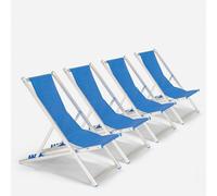 set de 4 chaises longues de plage Chaises longues en aluminium Riccione Gold - Bleu
