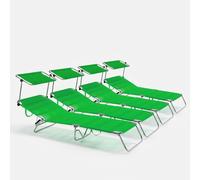 set de 4 chaises longues de plage Chaises longues pliantes en aluminium Cancun - Vert