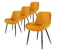 Set de 4 Chaises Velours - Moutarde