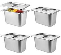 Set de 4 conteneurs gastro en acier inoxydable avec couvercle