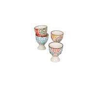 Set de 4 coquetiers en céramique multicolore, ronds - Chehoma, Bohemian - Ø5x6 cm