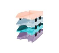 Exacompta – Set de 4 corbeilles à courrier COMBO MIDI – A4+ 34,6×25,4×24,3 cm – 4 couleurs pastel